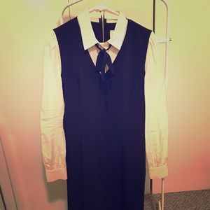 Kate Spade Black white collar dress silk sleeve